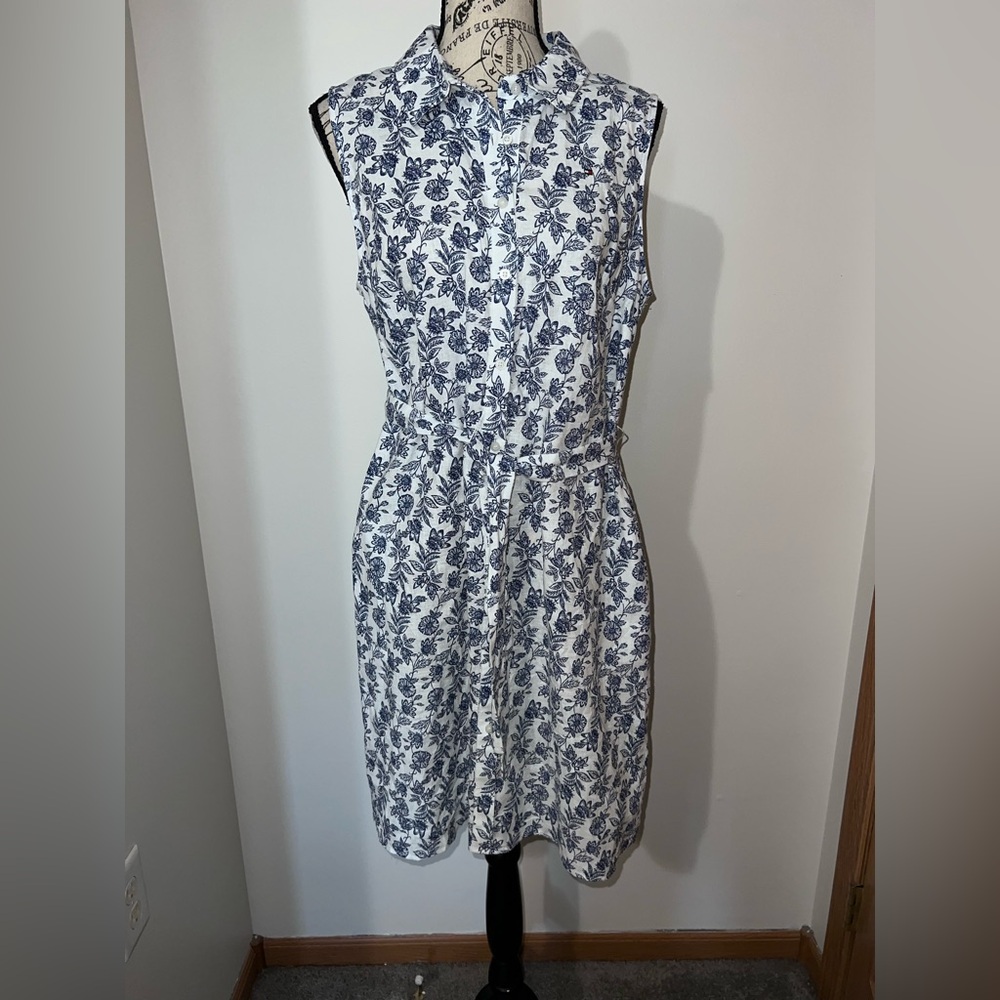 Tommy Hilfiger White Dress with Navy Floral Print Mini